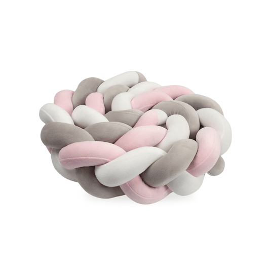 Geflochtenes Bettnestchen in Weiß, Grau und Rosa